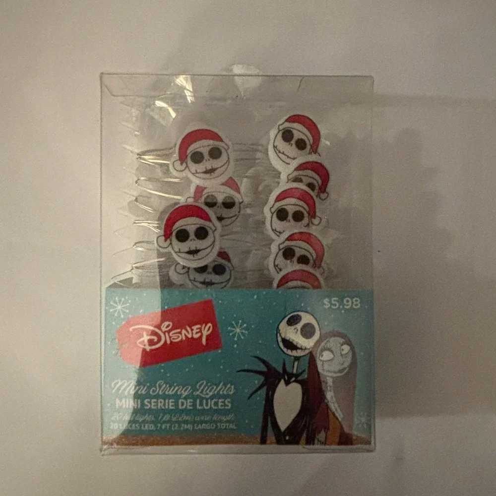 Disney Nightmare Before Christmas Jack Skellington Santa Mini String Lights 7ft